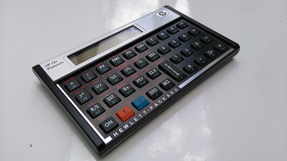 Financial calculator — illustrative photograph HP 12C financial calculator