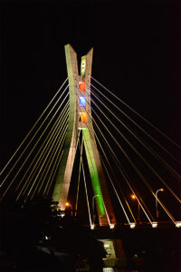 Illuminated Lekki-Ikoyi Link Bridge at night