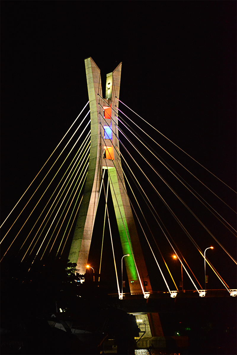 Lekki-Ikoyi Link Bridge — infrastructure illustration Illuminated Lekki-Ikoyi Link Bridge at night